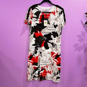 Calvin Klein Floral Print Short Sleeve Dress